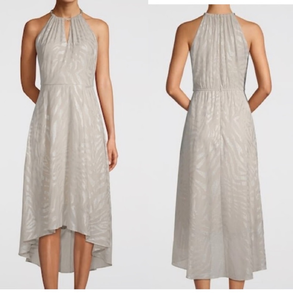 White House Black Market Silver High Low Dress